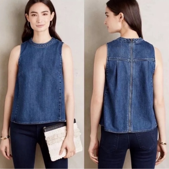 Holding Horses Blue Denim Swing Top from Anthropologie - Size 0 - Picture 1 of 3